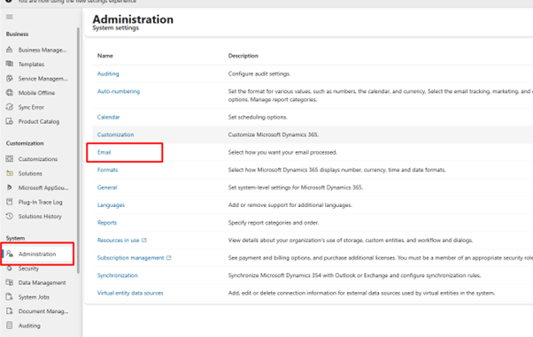 Opening a user’s mailbox record in Dynamics 365 and clicking 'Approve Email' to enable email tracking.
