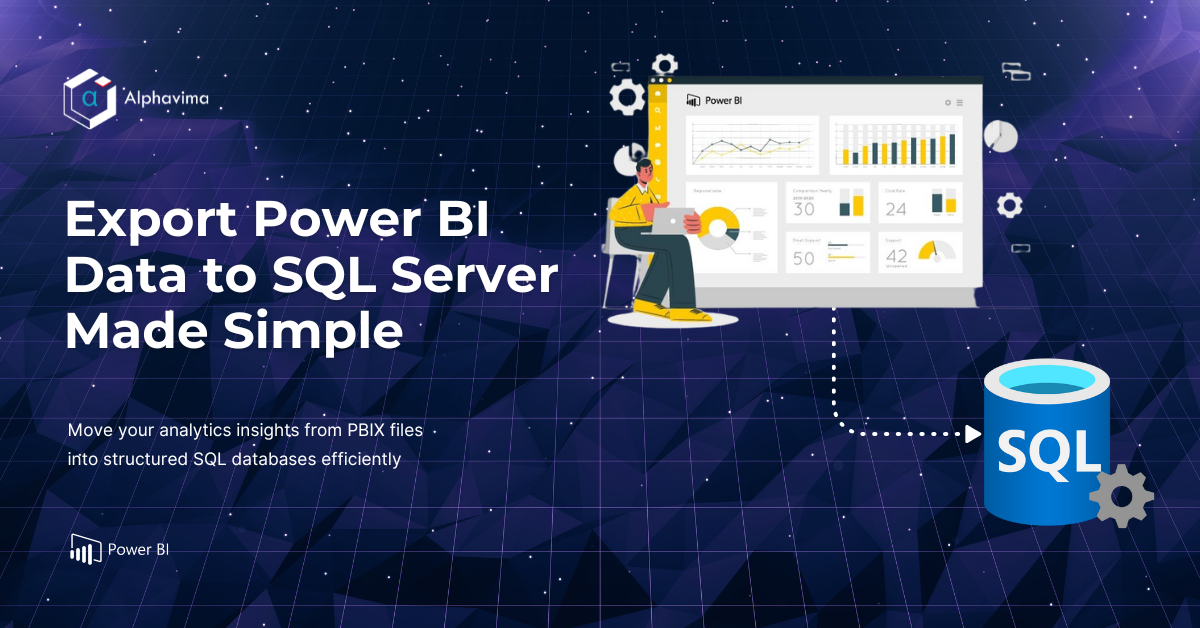 Exporting data from Power BI PBIX files to SQL Server database for structured data management and reporting.