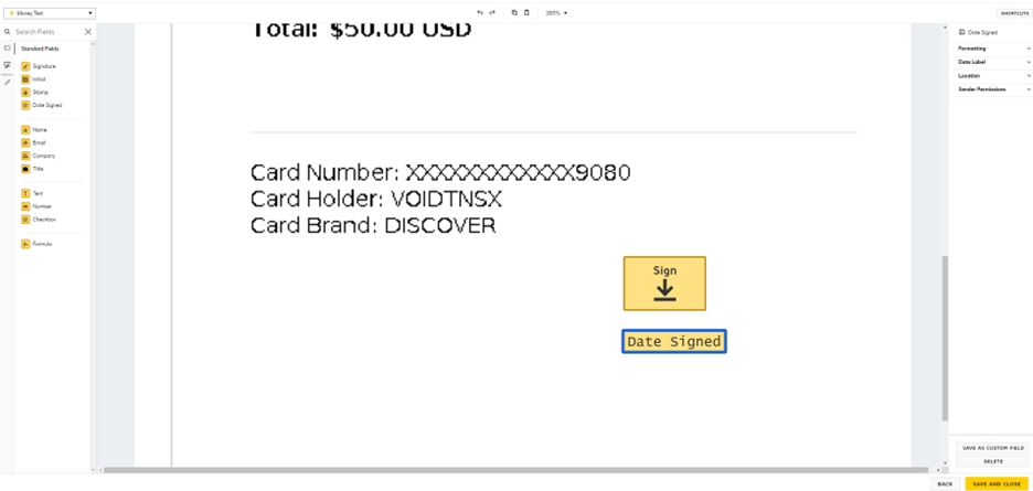 Add signature and date field in DocuSign template