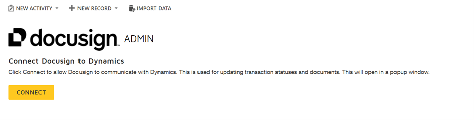 DocuSign Admin Portal with tabs and resource links