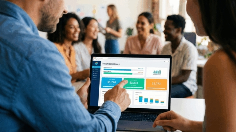 Hands-on training session for nonprofit staff learning to use Fundraising tool software.