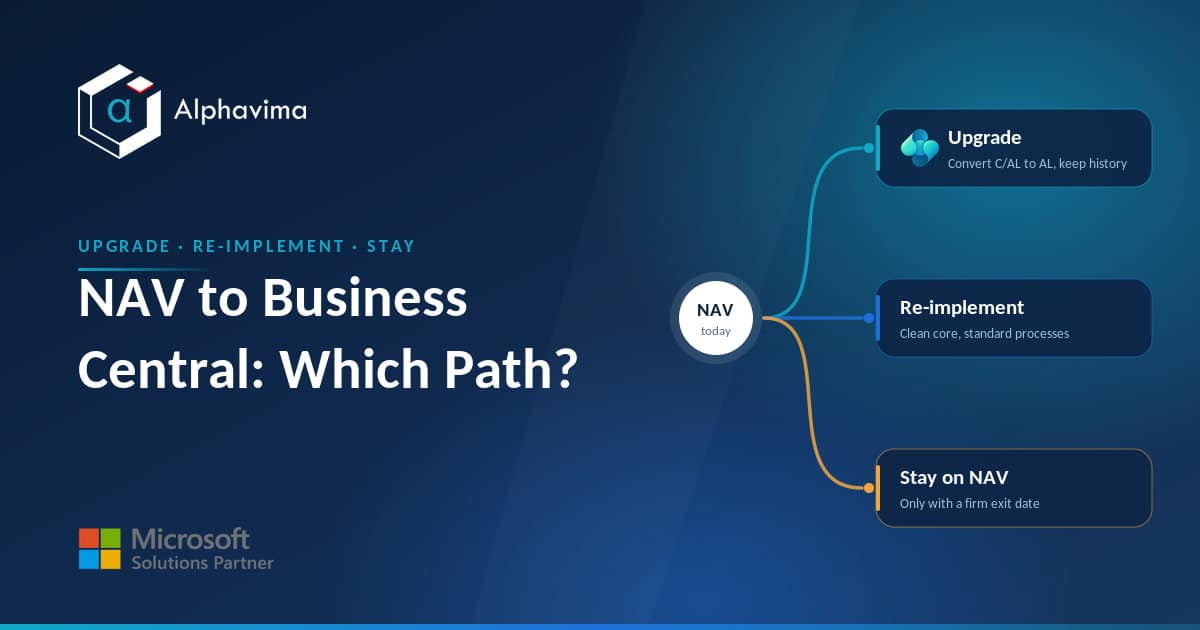 Dynamics NAV to Business Central: Upgrade, Re-implement, or Stay? A Decision Framework (2026)